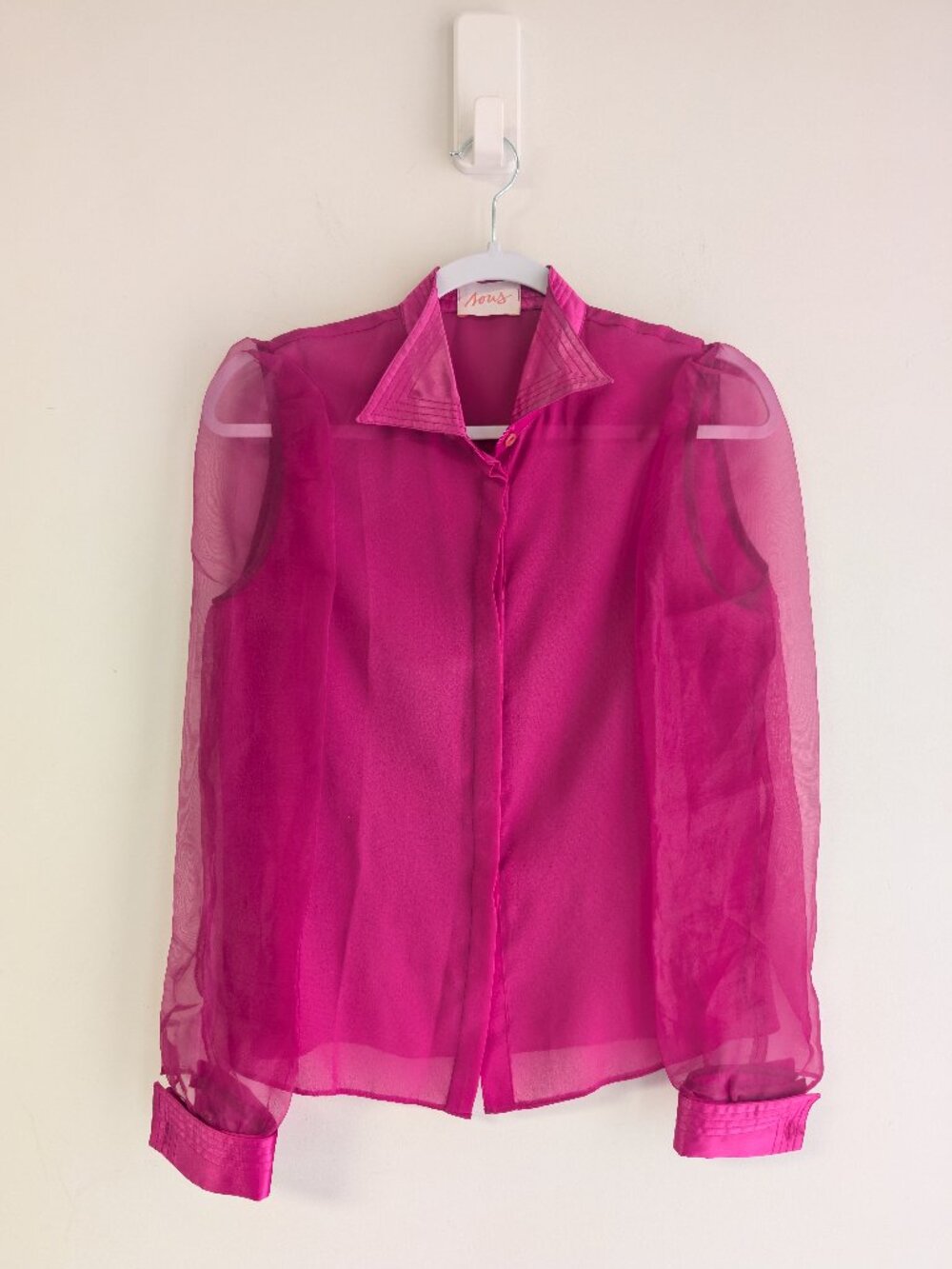 'Sous' vintage inspired sheer sleeve button up blouse